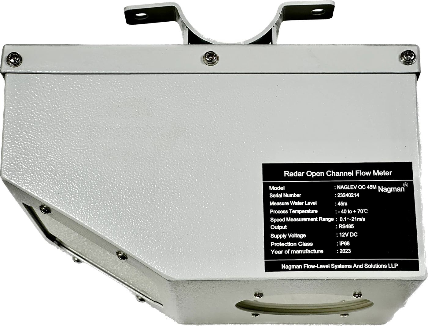 Nagman NAGLEV OC 45M radar open-channel instrument with mounting bracket