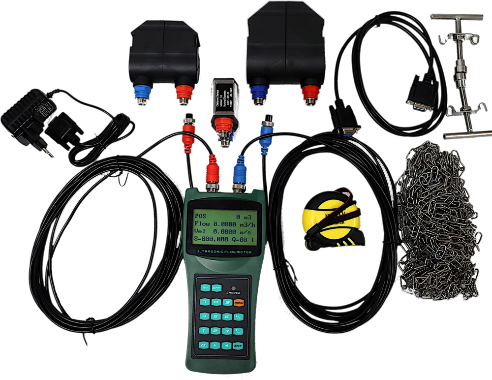SONICNAG portable ultrasonic flow meter with clamp-on sensors and accessories